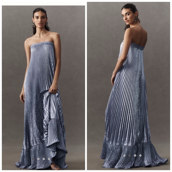 Anthropologie Dresses & Skirts - NWOT Anthropologie L’IDEE Fantasia Strapless Pleated‎ Shift Gown Dress Maxi Sz 4